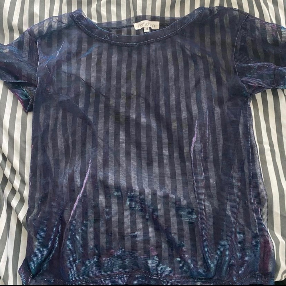 sparkly mesh colorful top